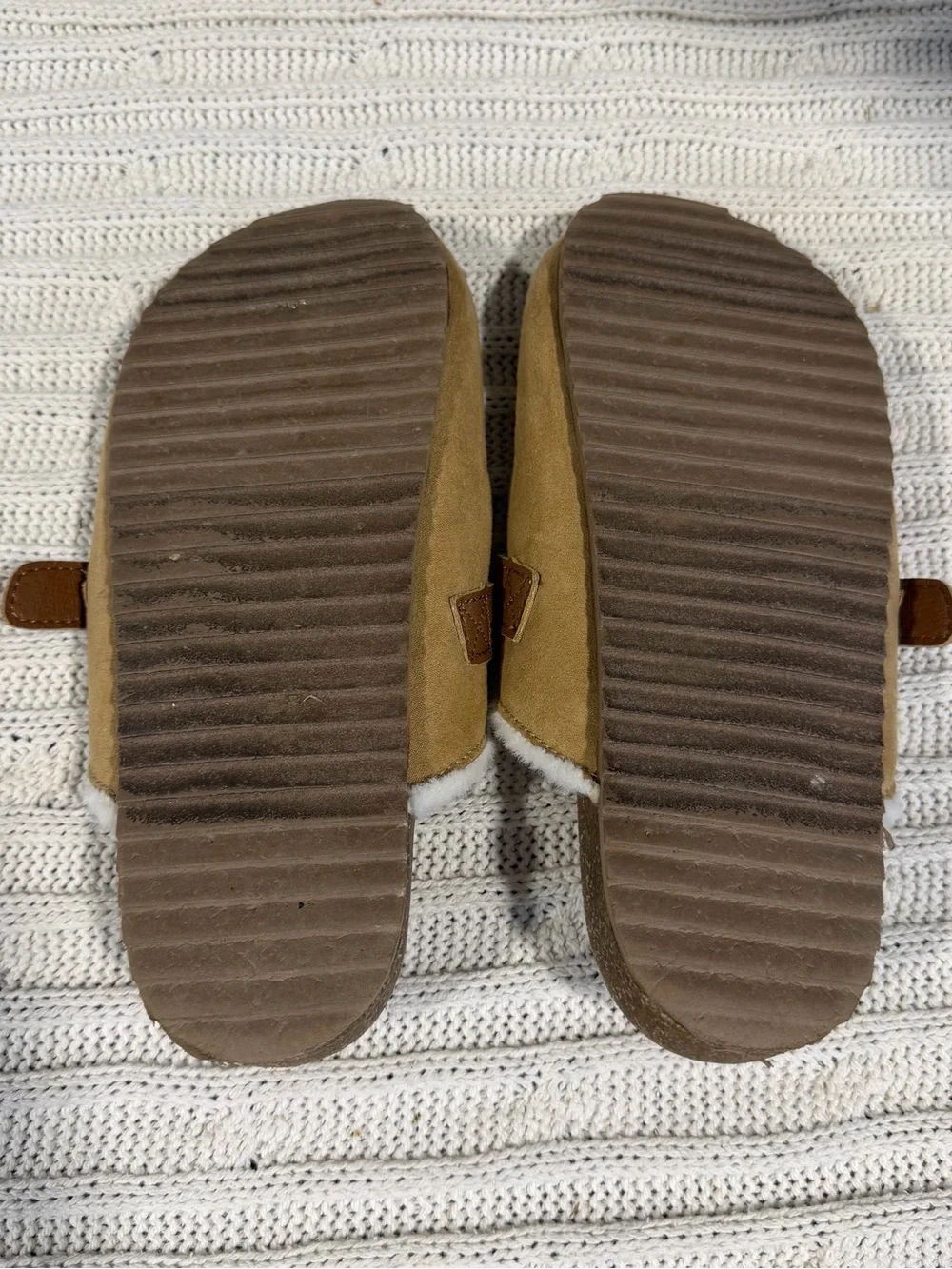 Old Navy Tan Suede-Look Kids Slip-On Clog with White Lining